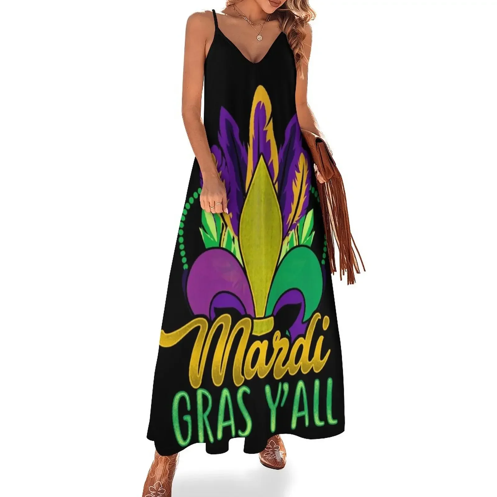 

Mardi Gras Y'All Sleeveless Dress elegant dresses plus sizes Women's dresses Dress