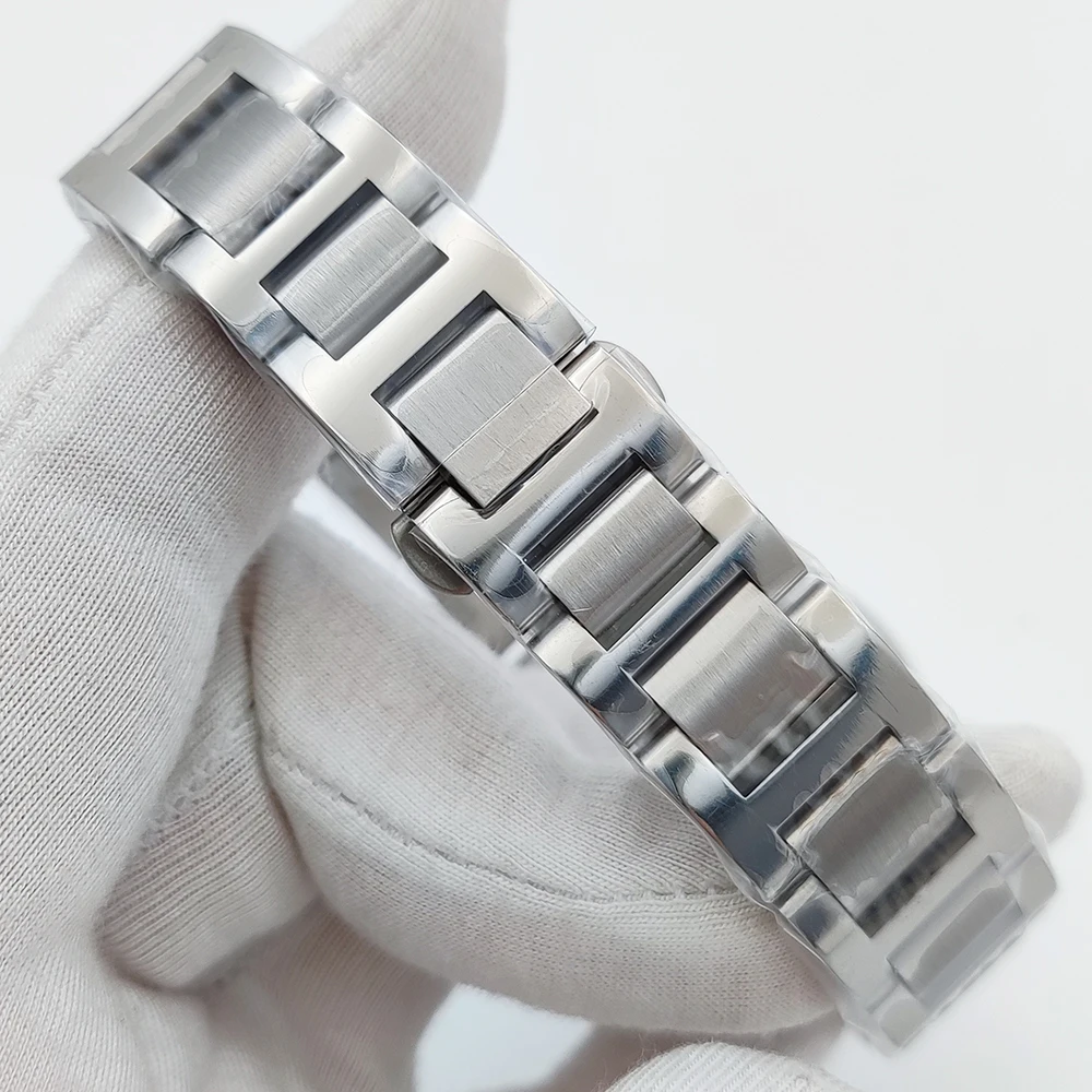 Orologio da donna da 33 mm, cassa curva convessa senza logo, quadrante romano, adatto per accessori per movimento automatico Cartier NH05 con palloncino blu