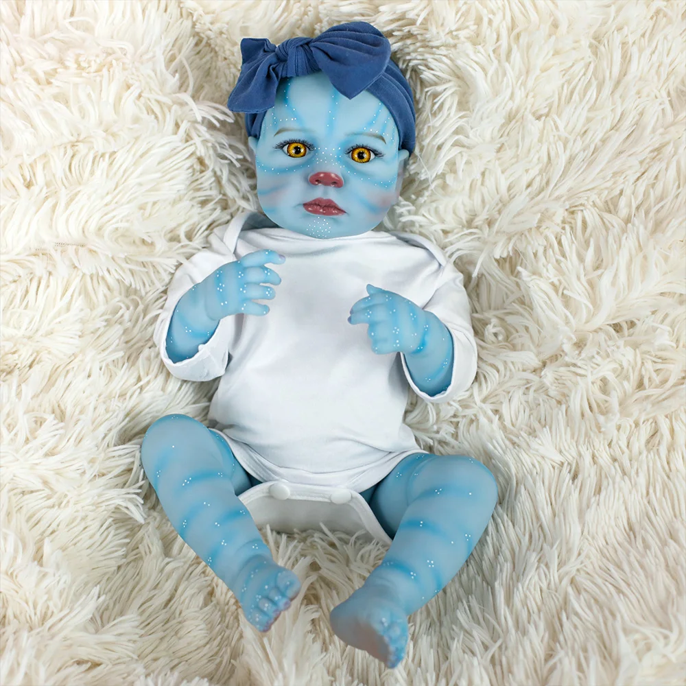19 inch Loulou Avatar herboren babypop volledig siliconen vinyl meisjeslichaam met geschilderd haar handgemaakte levensechte kerstspeelgoedcadeaus