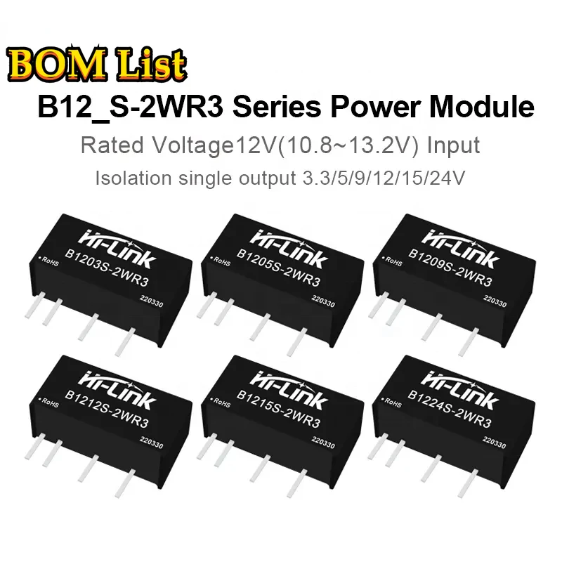 B1224S-2WR3 DC 12V TO DC 24V 83mA 2W Isolated Power Module instead of B0505S-2WR2