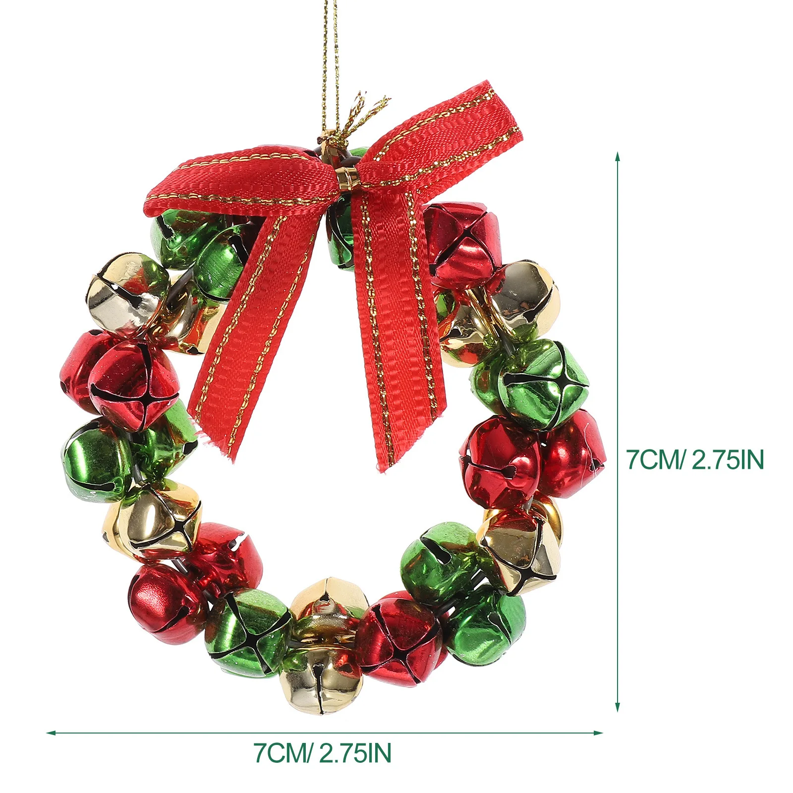 

Mini Christmas Wreath Iron Jingle Bell Hanging Xmas Garland for Tree Home Holiday Decoration Christmas Crafts Miniature Garland