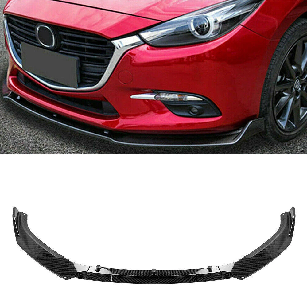 

Front Bumper Spoiler Lip For MAZDA 3 Axela Mazda3 2014-2018 Carbon Fiber Look/Gloss Black Car Lower Splitter Protector Blade Kit