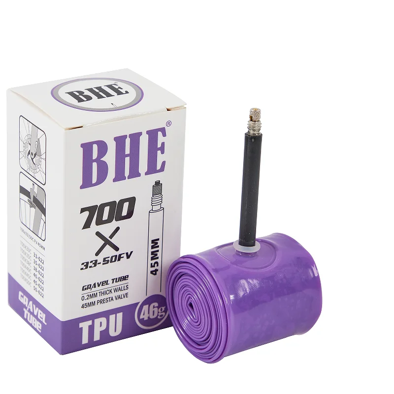 BHE Gravel Road Bike Inner Tube 700X35/50c TPU Material Tire 45mm 65mm Length French Valve