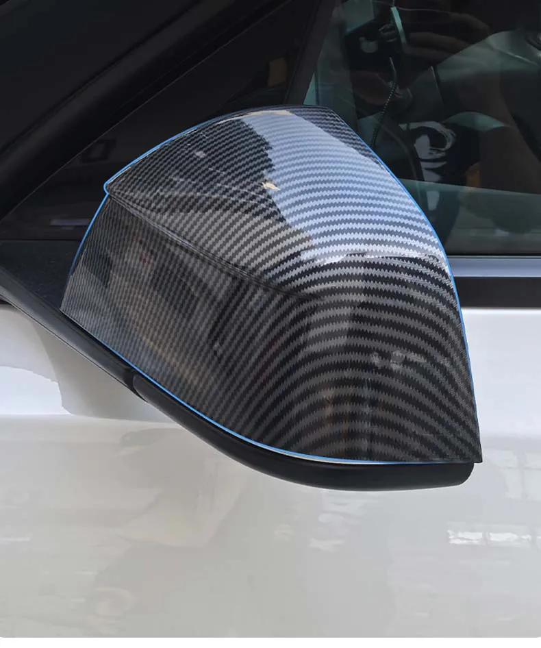 Suitable For Tesla Model Y Juniper Rearview Mirror Protective Cover Rear Mirror Protective Cover ABS Carbon Fiber Pattern Shell