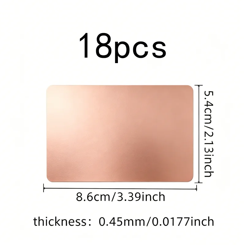 18 pcs 45mm Metal Business Card Blanks, Metal ID Tags, Aluminum Smooth Surface, 0.45mm Thin Lightweight