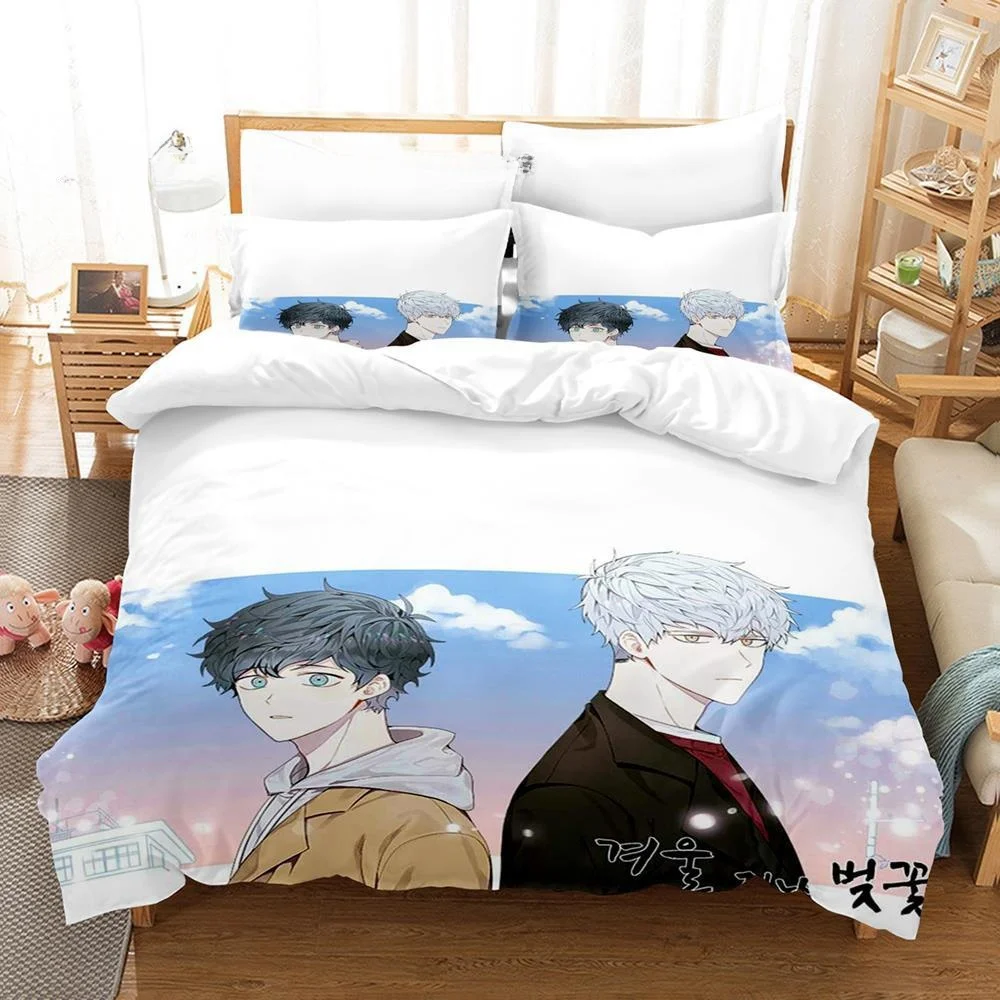 New Cherry Blossoms After Winter Bedding Set Single Twin Full Queen King Size Bed Set Adult Kid Bedroom Duvet Cover Sets Anime 3
