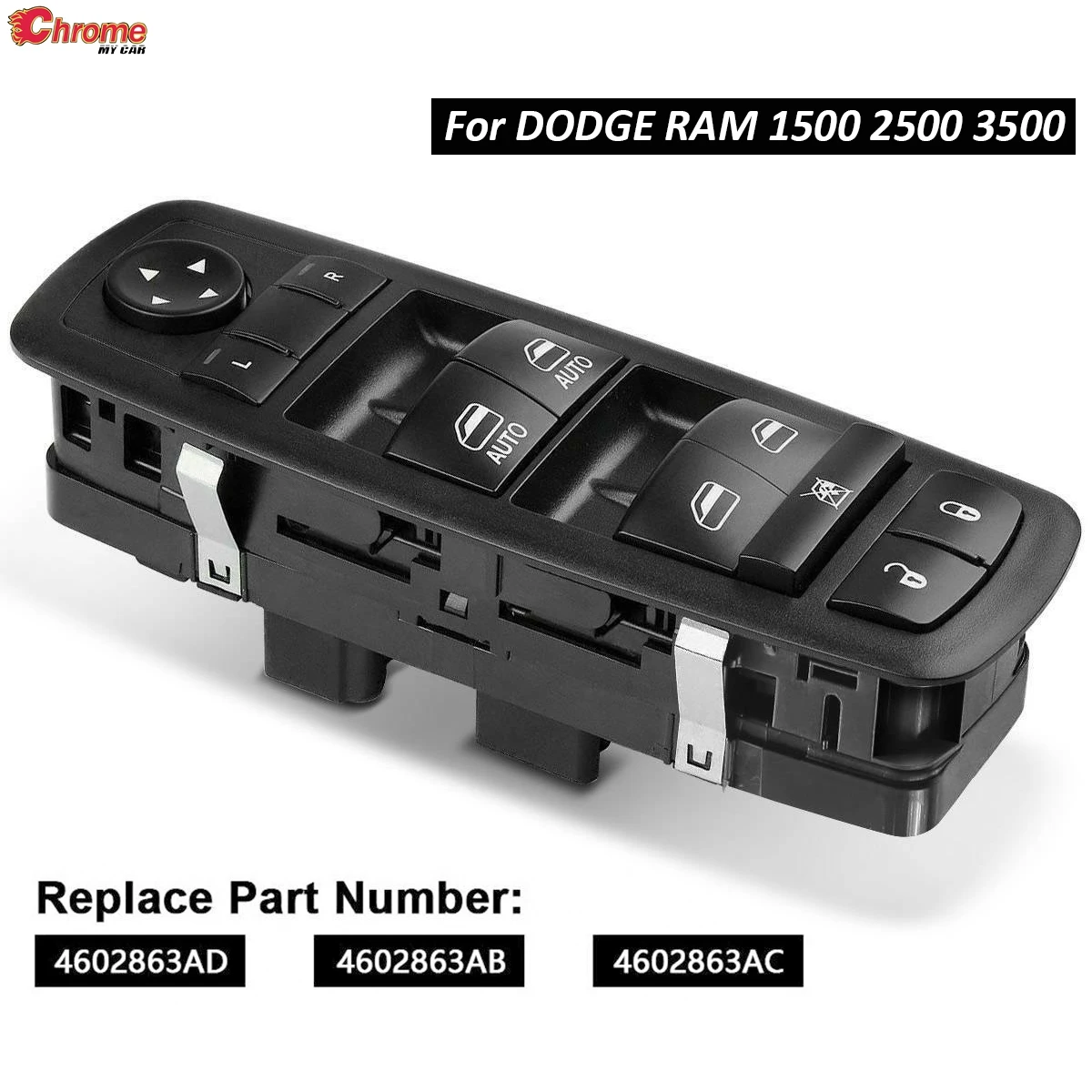 

Car Master Power Window Switch Control Button For Dodge Ram 1500 2500 3500 3.7L 4.7L 5.7L 6.7L Left Hand Driver Side 4602863AB