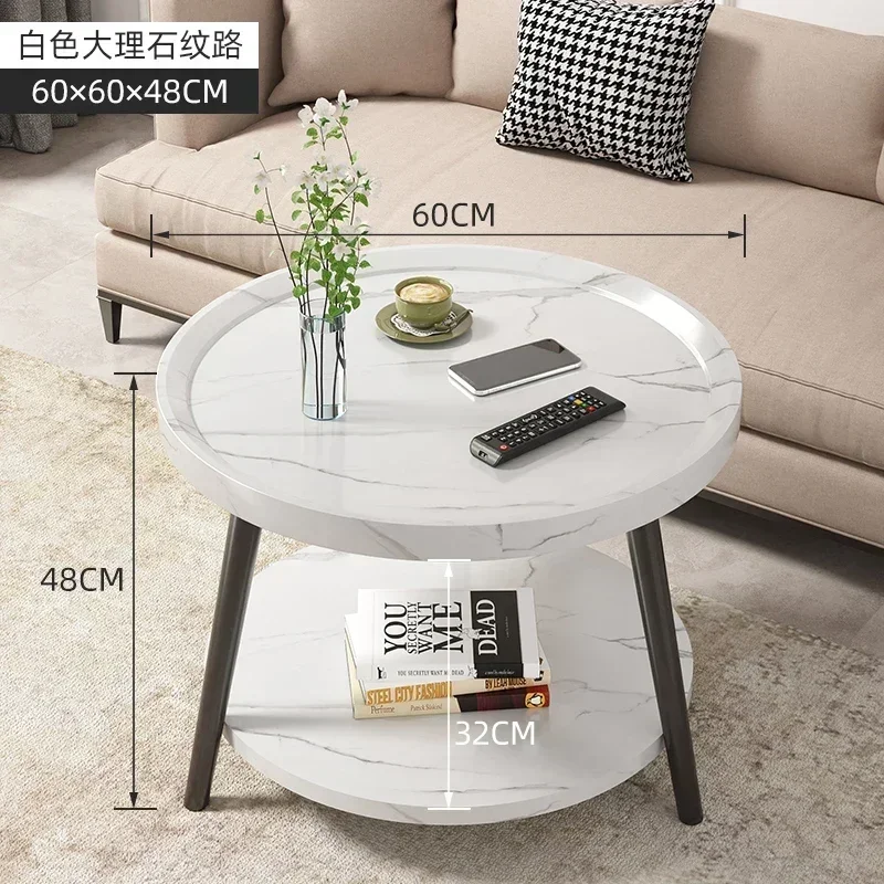 Creative Round Triangle Coffee Table Double Storage Side Table Load-Bearing Tea Bar Recessed Desktop Sofa Table