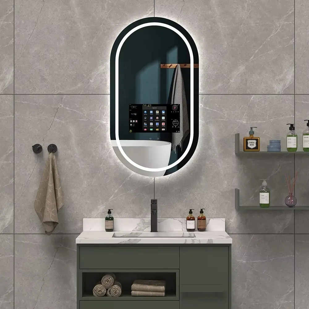 Wholesale Hotel Home touch screen android Led bath  magic Smart Mirror bathroom mirror tv