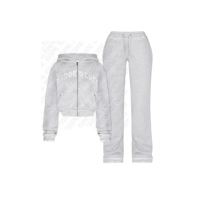 Fashion American Hip Hop Y2K Women Zip Hoodies High Street Set Harajuku Trousers Tide Jacket Bottoms Vintage Coat Lower garment