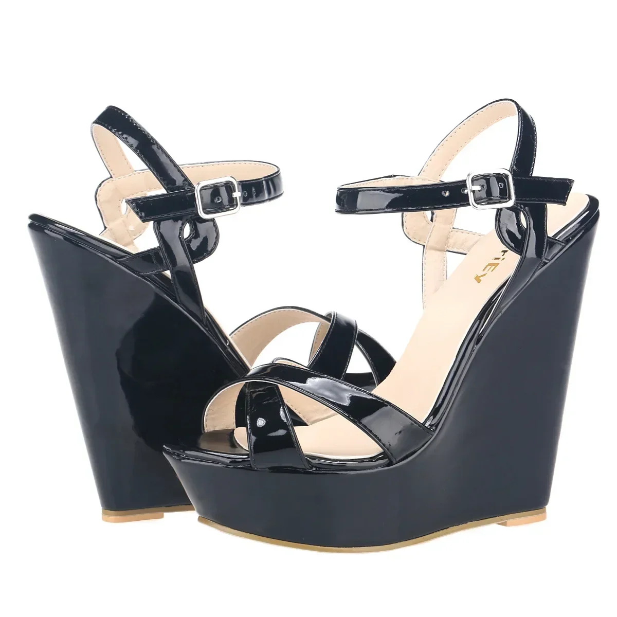 LOSLANDIFEN Open Toe Ankle Strap Platform Wedge Women Sandals 14cm Super High Heels Gladiator Ladies Shoes Buckle Summer