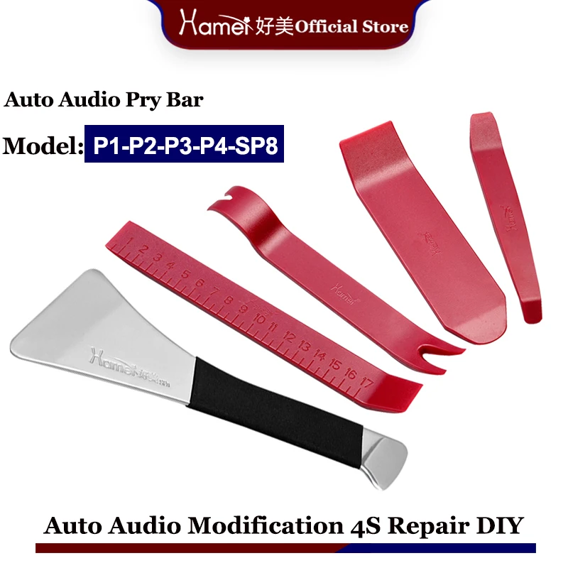 

5PCS Auto Radio Panel Interior Center Console Door Clip Panel Pry Tool Kit Trim Dashboard Removal Repair Pinch Bar Accessories