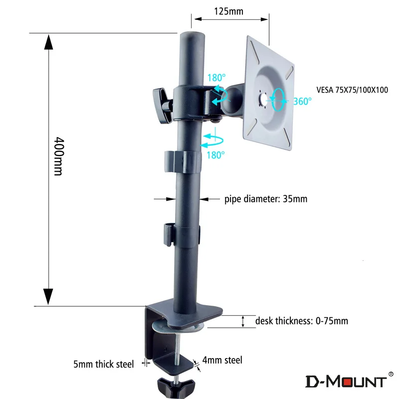 T900-140 17-27' LCD Monitor desktop Stand Full Motion Arm Simple Economy Computer Table Stand Clamp Base 75X75 100X100 9.9 kg