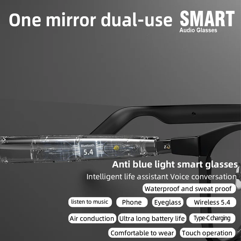 Airmars SG18 Pro نظارات شمسية ذكية بلوتوث 5.4 مع مشبك مغناطيسي على النظارات الشمسية HD مكالمات الموسيقى للرياضة القيادة بلوتو