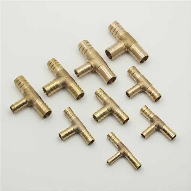 Brass Pagoda Barb Pipe Fittings Equal / Variable Diameter 3 Way T-type 4mm 5mm 6mm 8mm 10mm 12mm 14mm 16mm Oil / Water / Gas