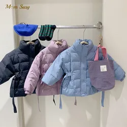 Moda neonato ragazza giacca imbottita in cotone inverno neonato bambino cappotto cintura cintura calda capispalla spessa vestiti per bambini 2-10Y