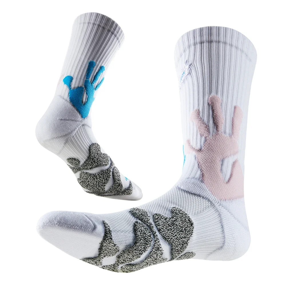Athletic Crew Socks with Thicker Padding, Elastic Sport Basketball Socks for Outdoor Activities, Anti-Slip Comfy Socks