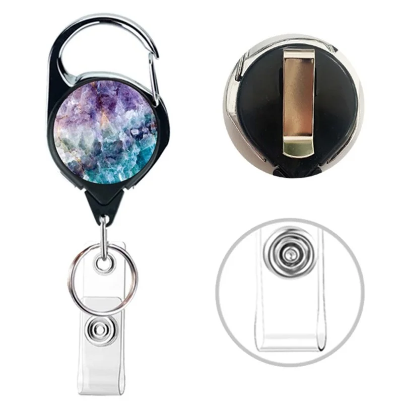 1pc Zinc Alloy Mandala Vintage Compass Map Retractable Badge Reel Keychain ID Card Holder