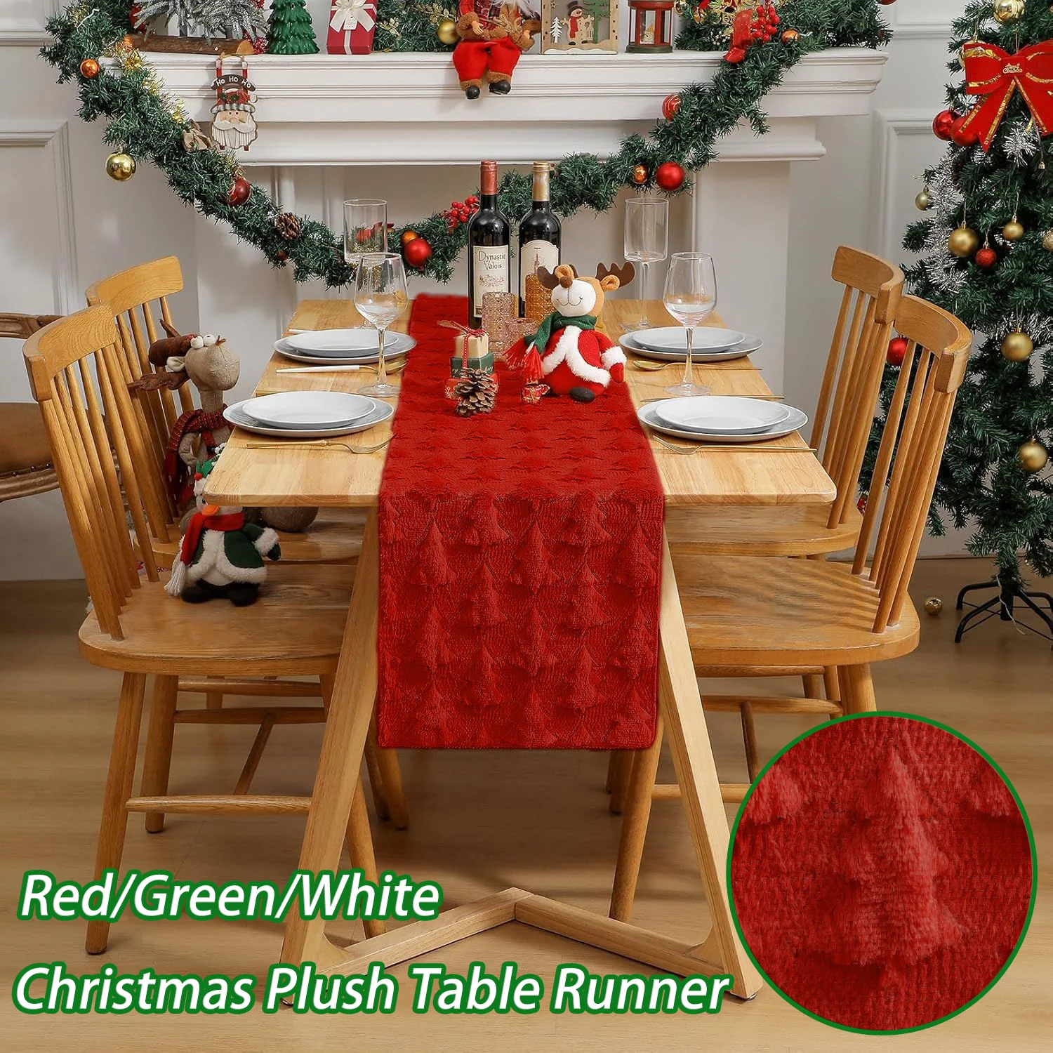 

Рождественская плюшевая дорожка для стола, трехмерная рождественская елка, праздничные дорожки для стола, украшение дома, ткань для обеденного стола