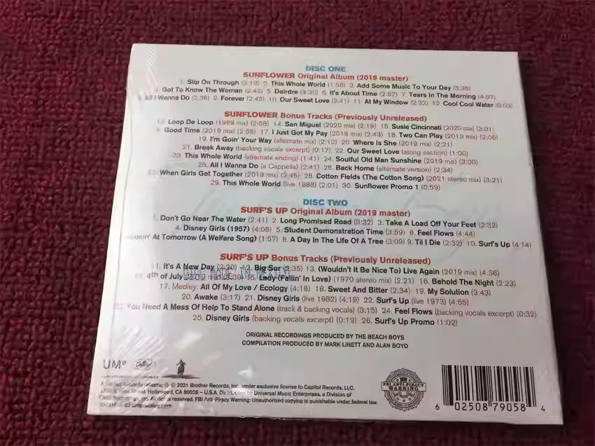 CD Classic Pop Rock Album The Beach Boys Music CD Feel Flows Music Record Cosplay Walkman Car Soundtracks Box Gifts