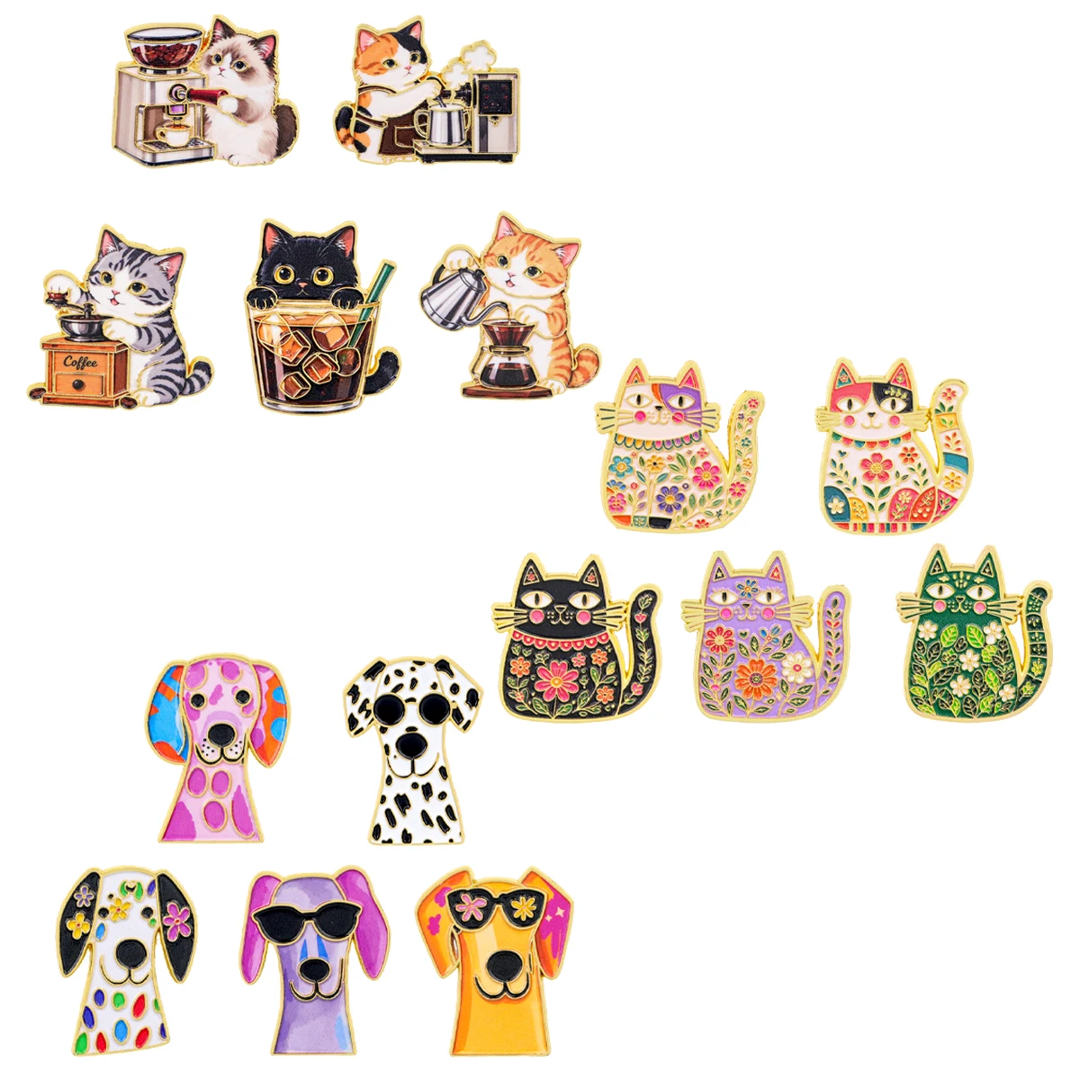 Colorful Cat Dog Enamel Lapel Pin Lovely Pet Brooch Cute Animal Badge For Backpack Jacket Decor Small Fashion Gift For Pet Fans
