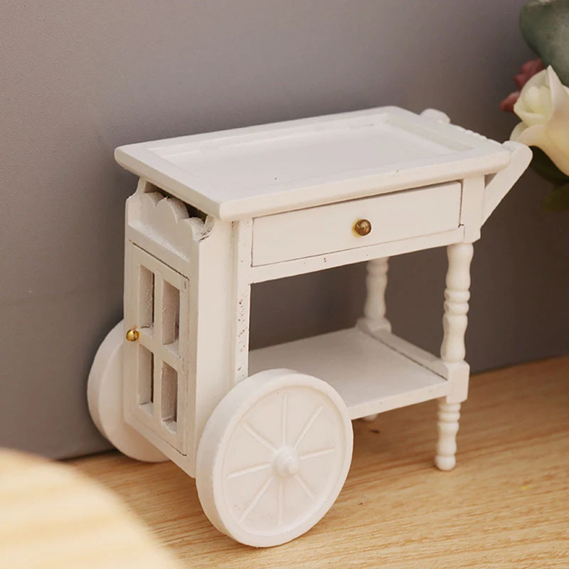 1:12 Dollhouse Miniature Simulation Two Layers Kitchen Cart Serving Cart Trolley Item Toy Decoration Accessories