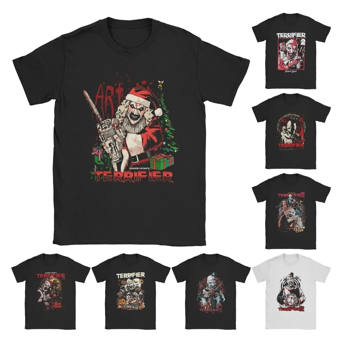 سانتا آرت المهرج المرعب 3 تي شيرت الرجال فريد تي شيرت Crewneck فيلم الرعب عيد الميلاد تيز قصيرة الأكمام ميرش حجم كبير