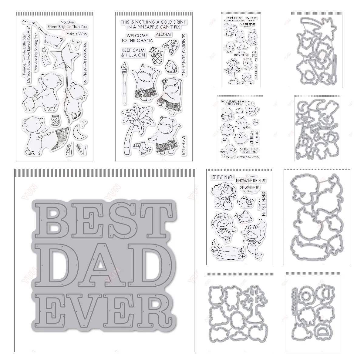 Hula Hippos Best Dad Ever Die Kiwi Critters 2024 New Scrapbook Decoration Stamps Stencils DIY Gift Card Craft Metal Cutting Dies