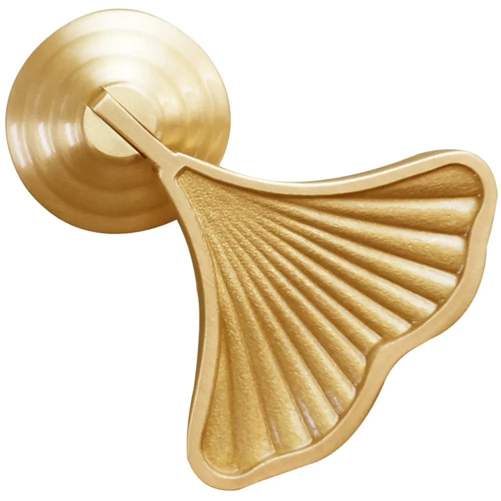 Ginkgo Leaf Design Cabinet Knob Drawer Pull Brass Gold Finish Stylish Furniture Handle for Dresser Wardrobe Door Cupboard Decor