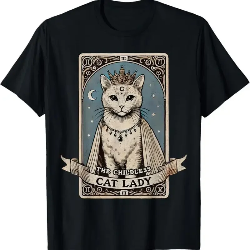 Tarot Card T Shirt Childless Cat Lady Vote Kamala