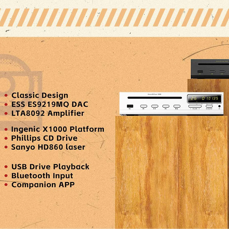 SHANLING CD80 MQA CD Player Phillips Drive ES9219MQ DAC LTA8092 Amplifier chip Hi-Res Audio Bluetooth Input LDAC