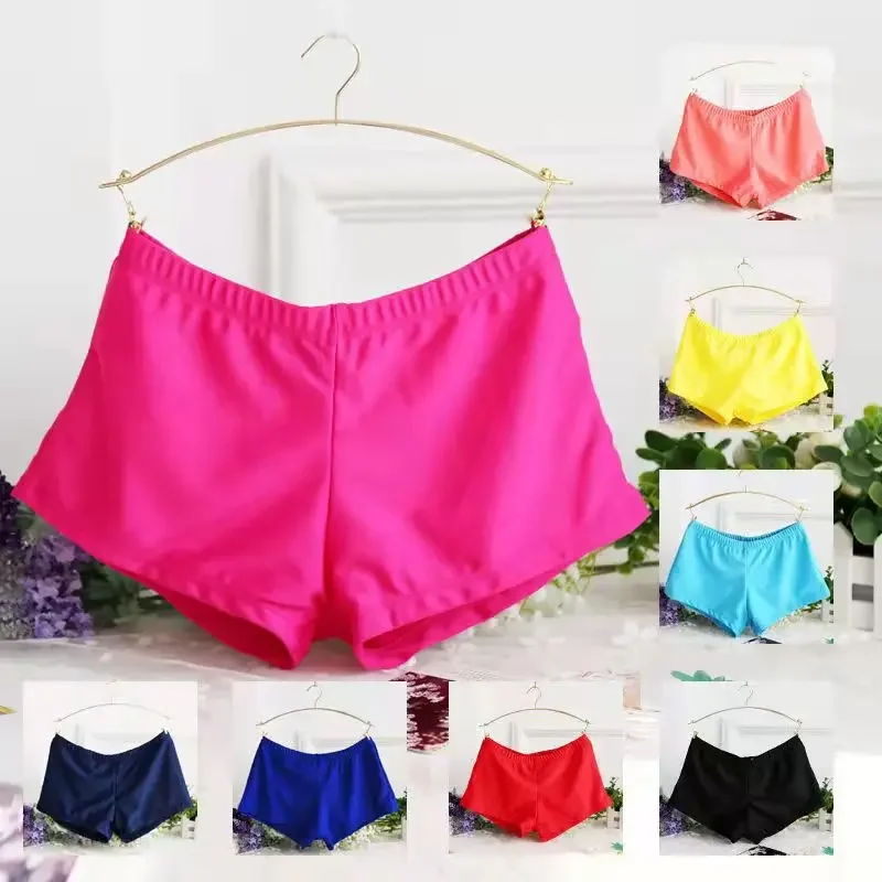 Women Solid Swim Bikini Bottom Tankini Shorts Women Swim Briefs Running High Waist Shorts Swimwear