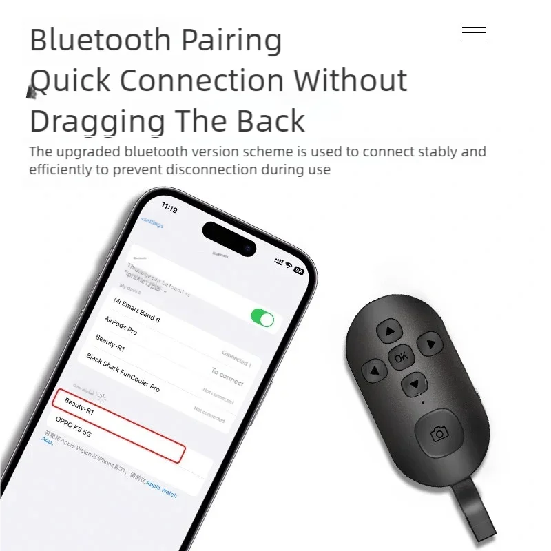 Wireless Bluetooth Remote Control Remote Mobile Phone Controller Selfie Lazy Music Video Page Turning Remote Control