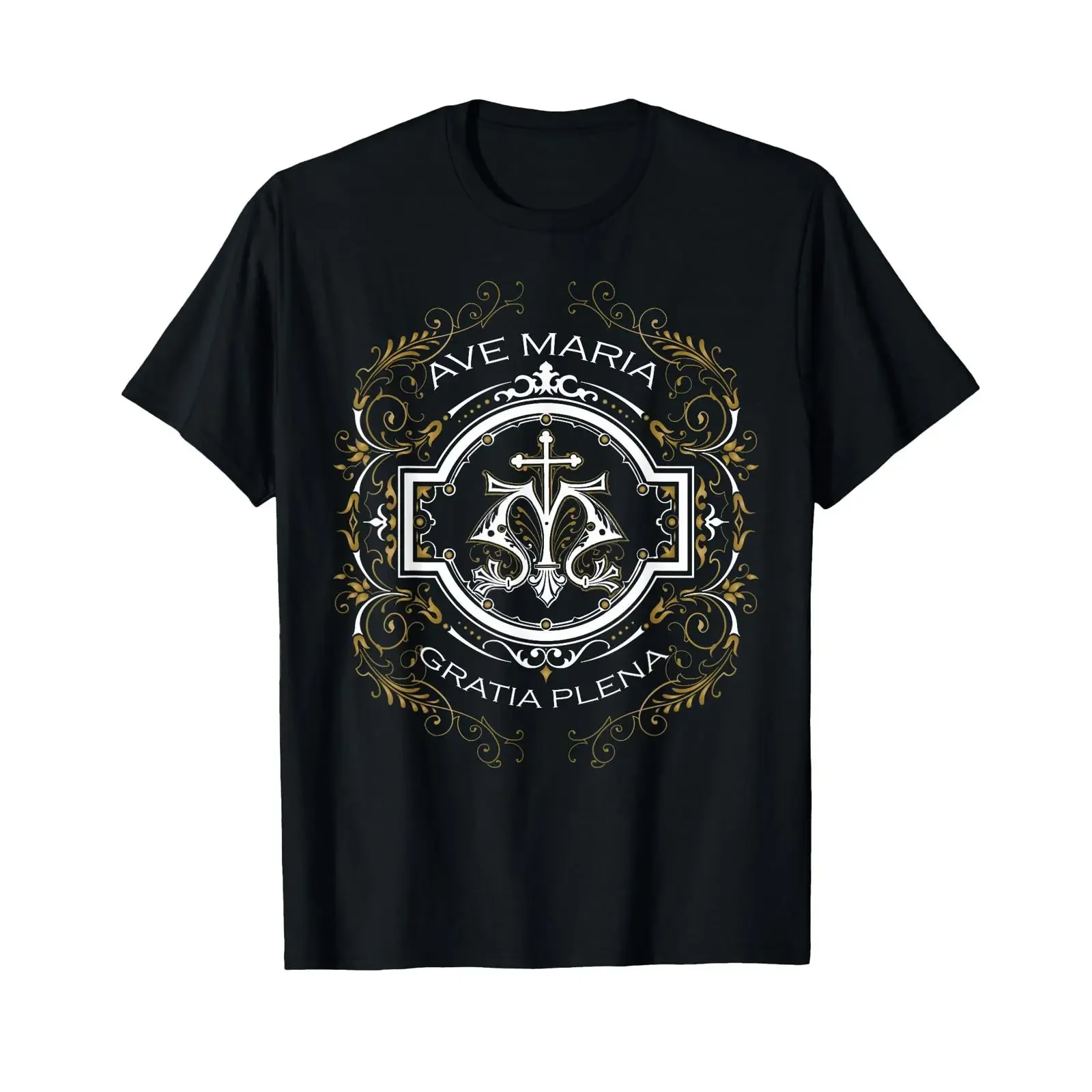Camiseta Vintage Lavada Ave Maria Schubert Tradicional Missa Latina Virgem Maria Hail T Shirt Para Uso Diário Roupas Casuais de Designer
