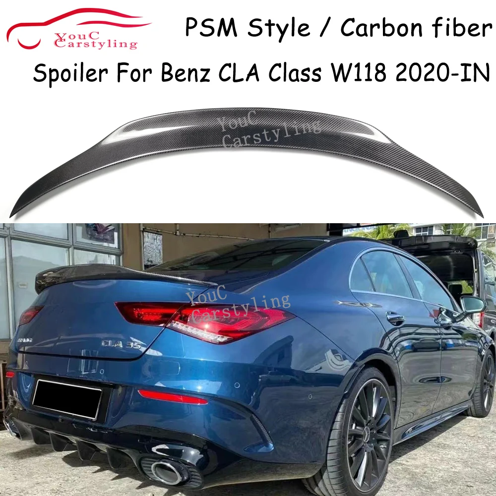 

For Mercedes CLA Class W118 C118 PSM Style Carbon Fiber Rear Spoiler Trunk Wings Spoiler CLA45 CLA200 CLA220 CLA250 2020-2023