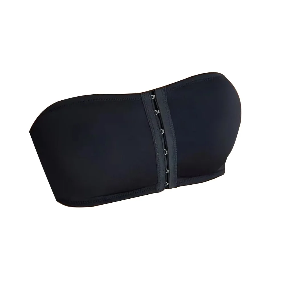 Strapless Front Button Bandeau Soft Cushion Invisible Seamless Push Up Bras No Underwire Removable Padded Wireless Bralette