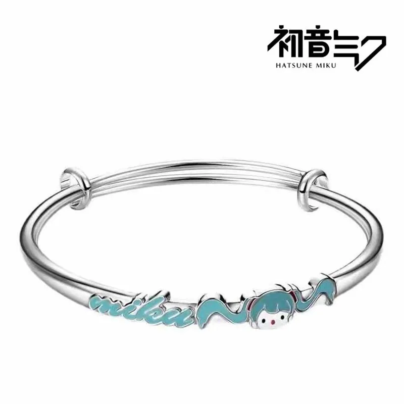 Pulseras Hatsune Miku para niñas, joyería plateada, brazalete de Anime, accesorios Bff, venta al por mayor, nuevo