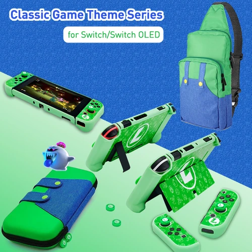 Bolsa de almacenamiento para Nintendo Switch, funda protectora de transporte estilo Luig Mansion, funda de carcasa, accesorios de juego OLED para Nintendo Switch