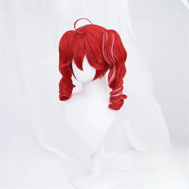 อะนิเมะ Kasane Teto คอสเพลย์วิกผมสีแดงลอนผมหางม้าคู่วิกผมทนความร้อนสูงหมวกเครื่องแต่งกายอุปกรณ์เสริมสําหรับผู้หญิงหญิง