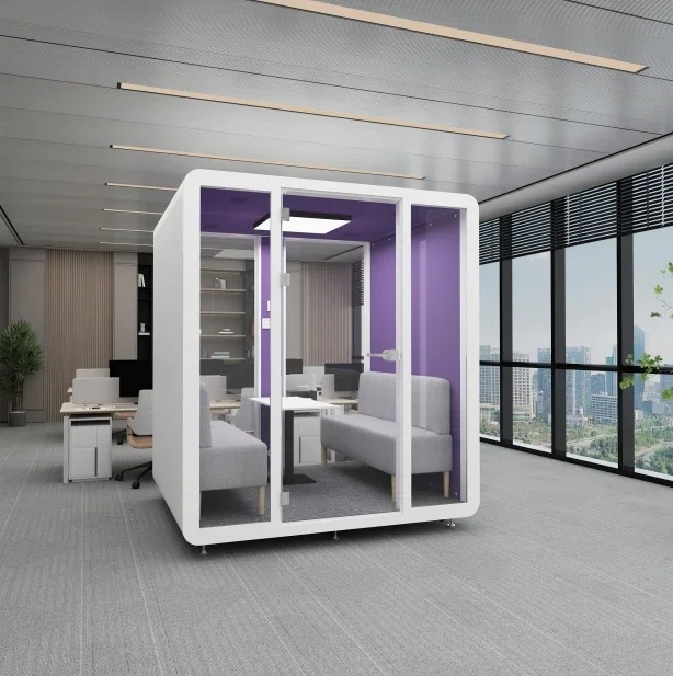 Modular Movable Prefab Office Pod, Portable Prefab Building for Quiet Workspace and Privacy in Commercial Sites