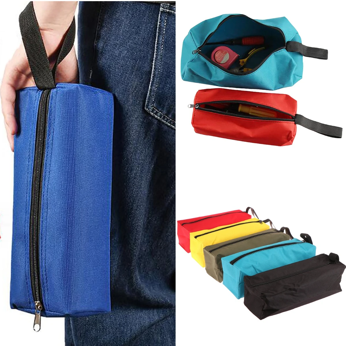 Hand Tool Bag Small Screws Nails Drill Bit Metal Parts Waterproof Canvas Zipper Pouch Instrument Case Organizer 25*16cm