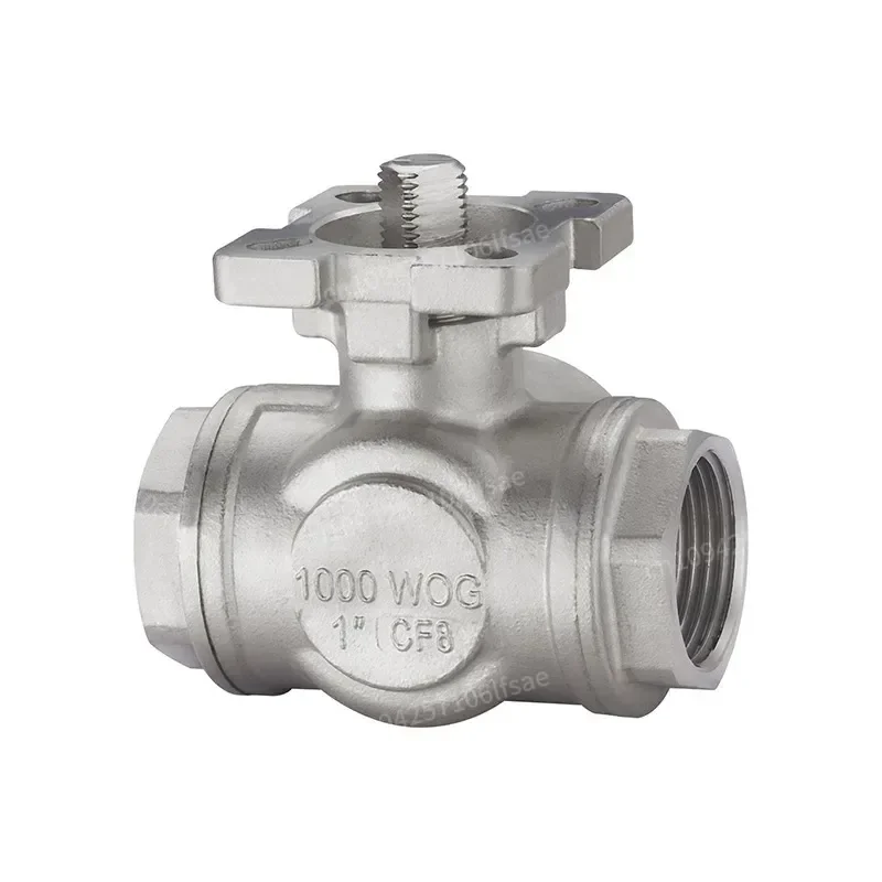 DN8-25 Three Way Pneumatic High Platform Ball Valve Stainless Steel Three Way Valve Pneumatic Internal Thread Valve Body