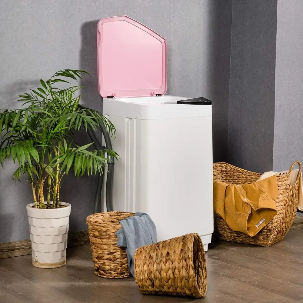 Máquina de Lavar e Secar Roupa Portátil Totalmente Automática com Capacidade de 7,7 lbs e Luz de Barril Integrada