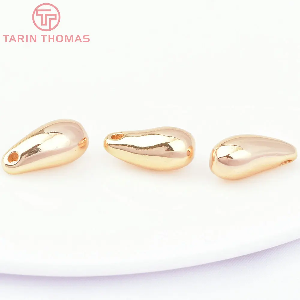 (7454) 6PCS 6x12MM 24K Gold Color Brass Water Droplet Pendants Tail Beads High Quality DIY Jewelry Making Findings Wholesale