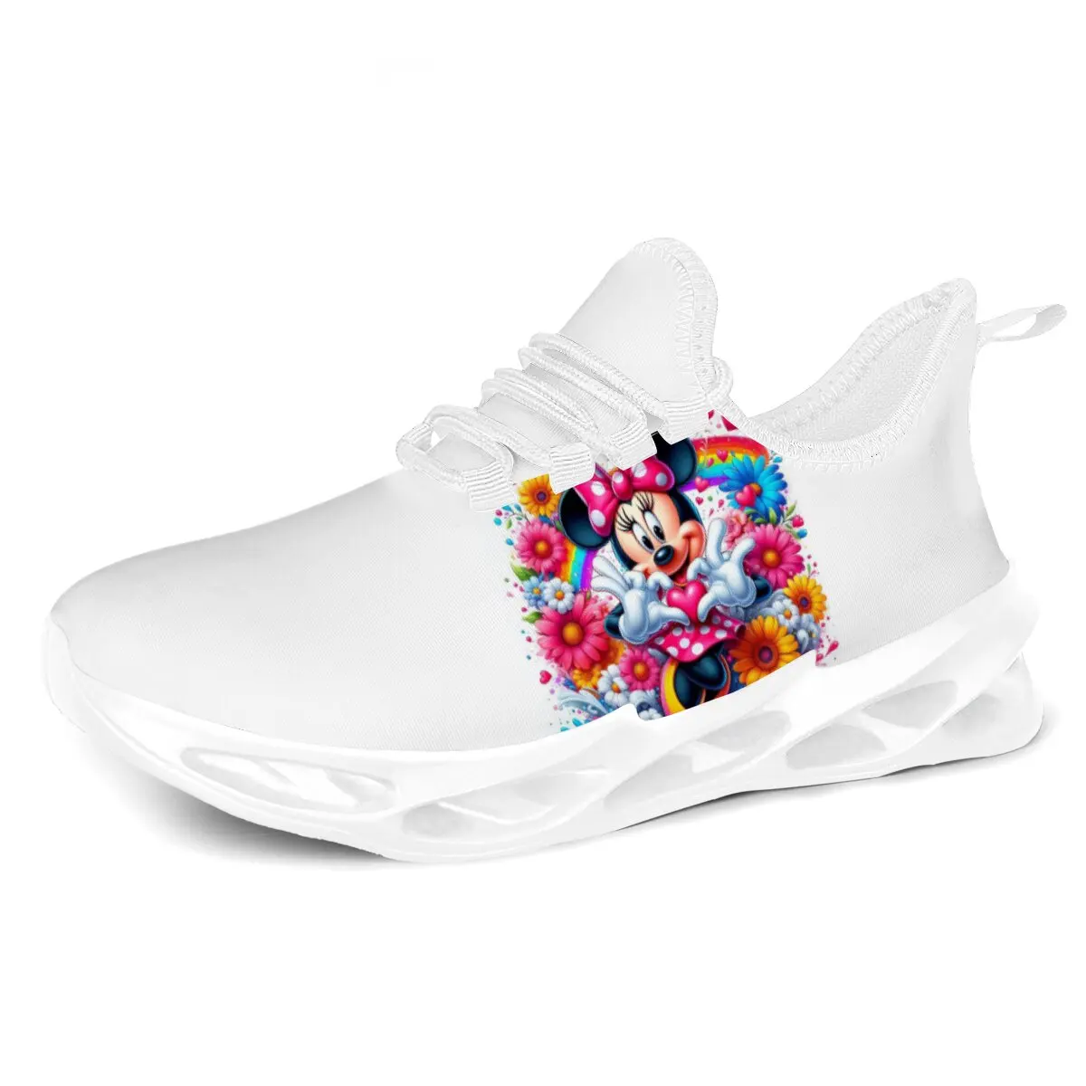 

Новые мужские кроссовки с принтом Минни Маус и радужными цветами, легкие повседневные кроссовки Disney, легкие противоскользящие тренировочные теннисные туфли