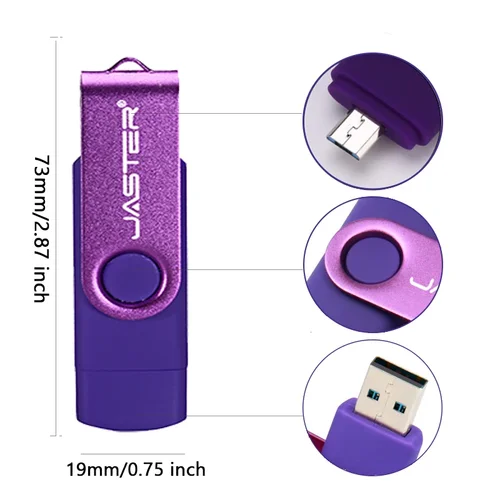 Imagen 2 del producto JASTER OTG 2 en 1 unidad Flash USB Pen Drive 128GB 64GB 32GB 16GB almacenamiento externo esmerilado doble aplicación Micro USB Stick