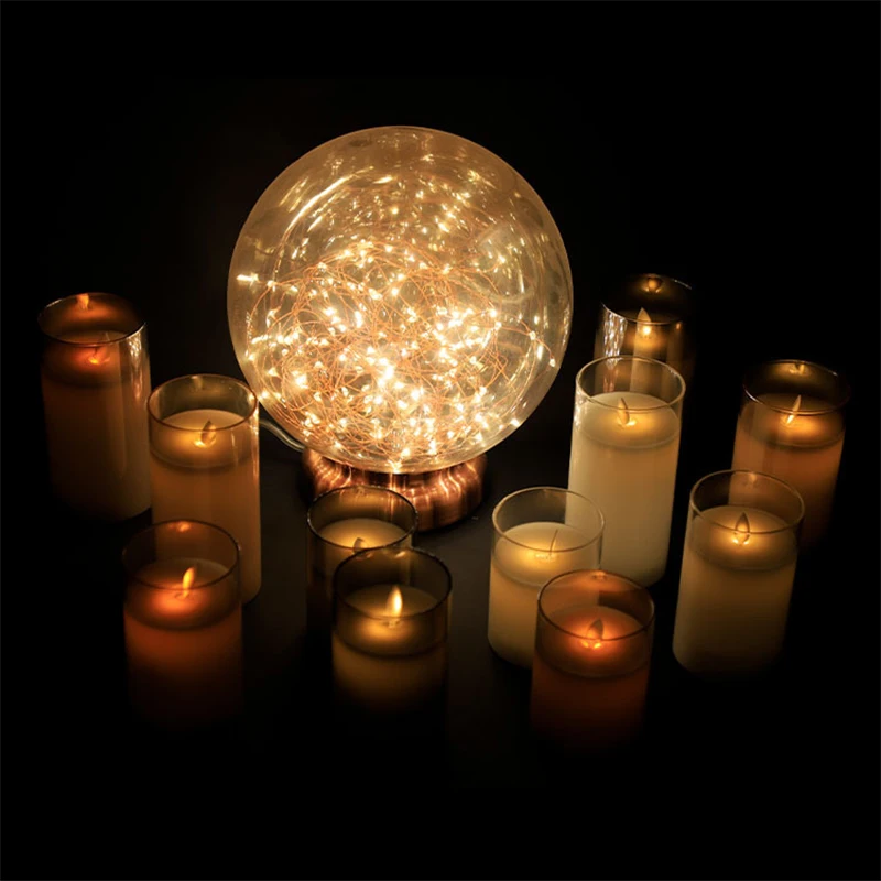 Remote LED Electronic Candle Lights Flameless Candle LED Glass Candle Set with Control Timer For Christmas Home Decor Wedding