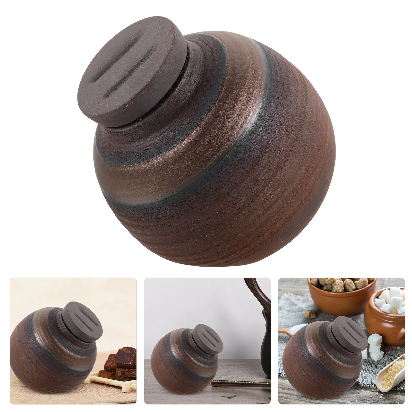 

Ceramics Grain Canister Sealed Food Storage Container Brown for Loose Tea Coffee Sugar Beans Nuts Grain Canister