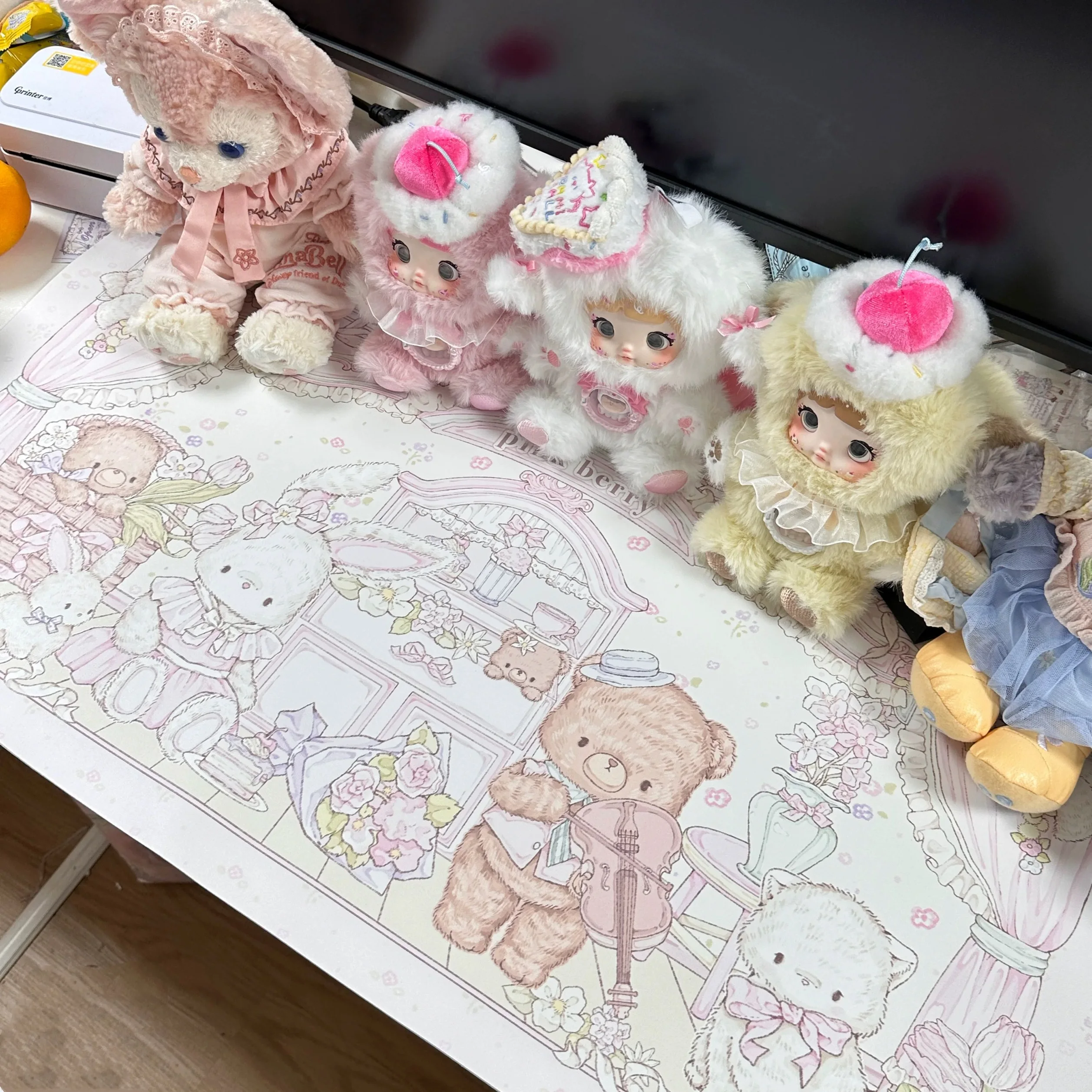 Cute cartoon desk mat, pink mouse pad