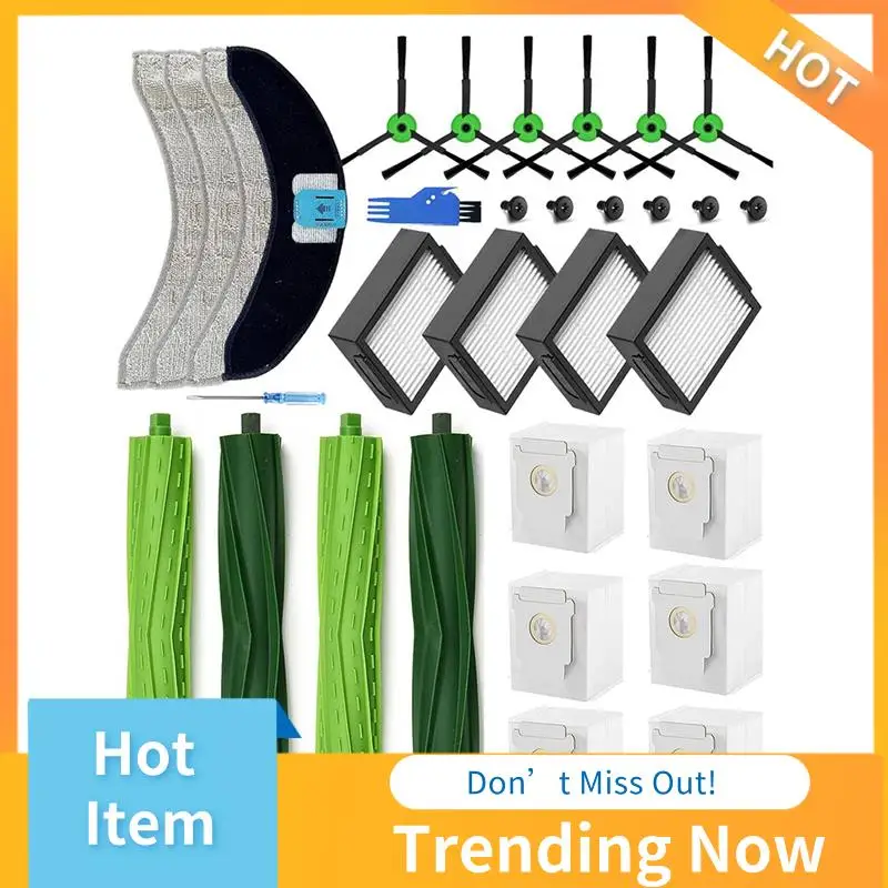 

For Irobot Roomba Combo J7+/J7 Plus Robot Vacuum Cleaner Rubber Brushes+ Mopping Pads+ HEPA Filters Parts Accessories 1Set